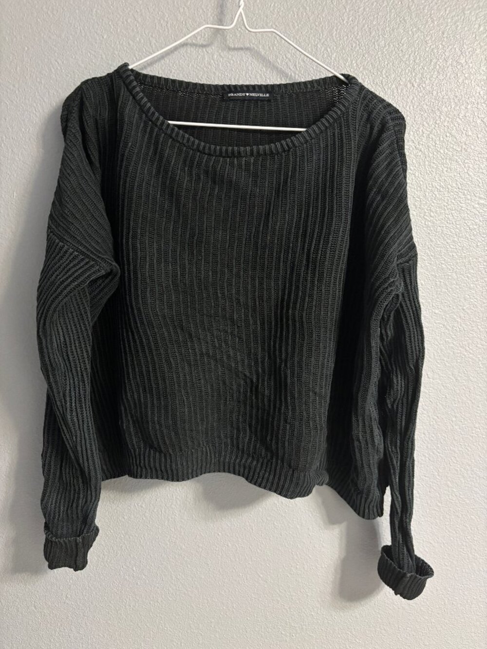 Brandy Melville dark forest green knit crewneck